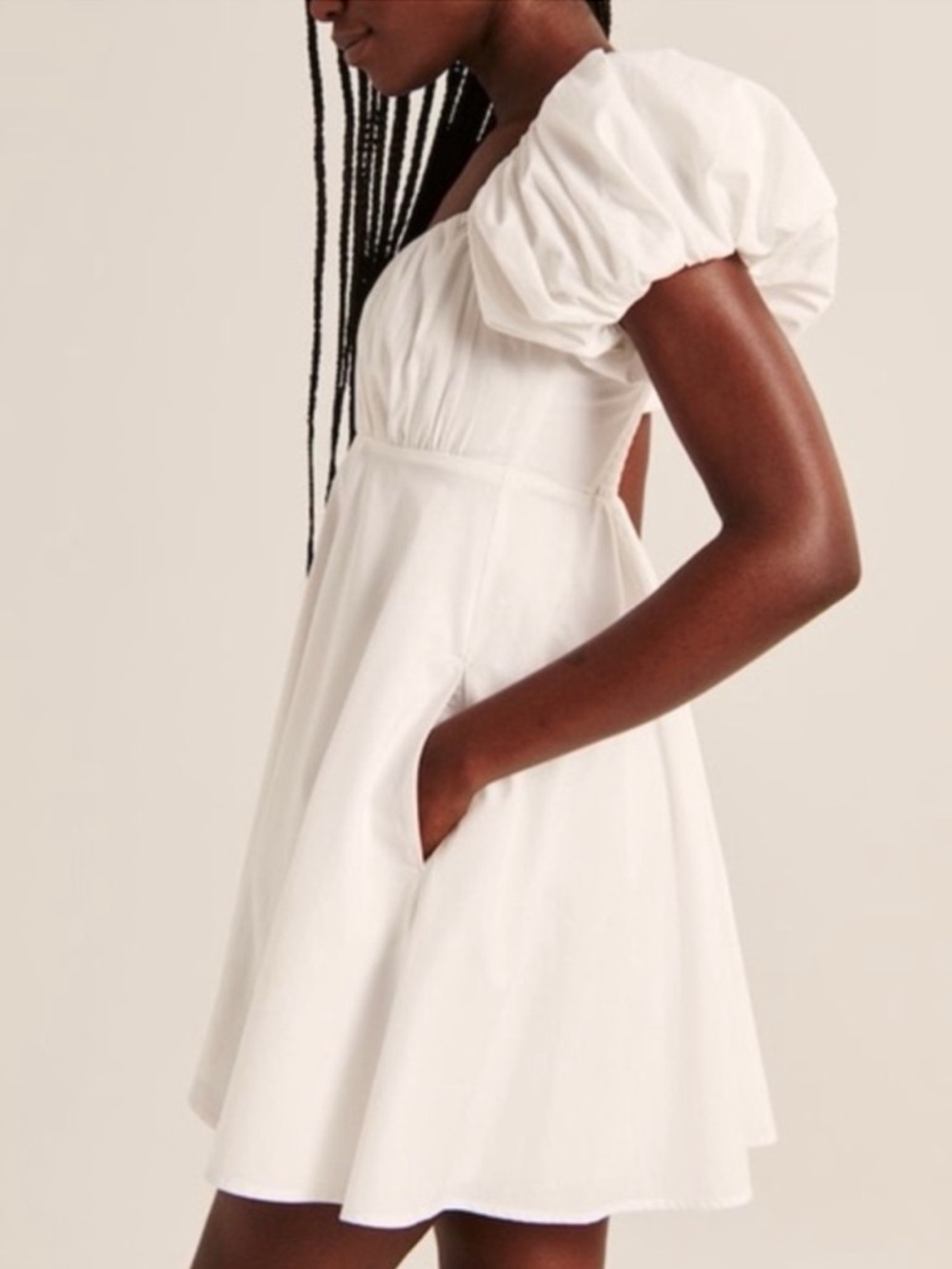 Abercrombie & Fitch white puffed sleeve mini dress L